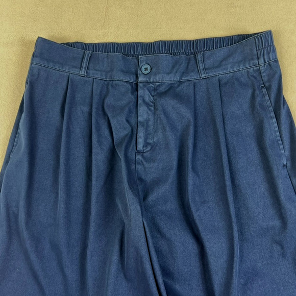 Halara Wide Leg Pants Women's XL Blue Lyocell Blend Front Pleated Slash Pockets - Picture 3 of 10